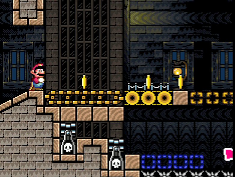 Cape Mario in front of a conveyor